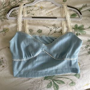Princess Polly blue crop tank top